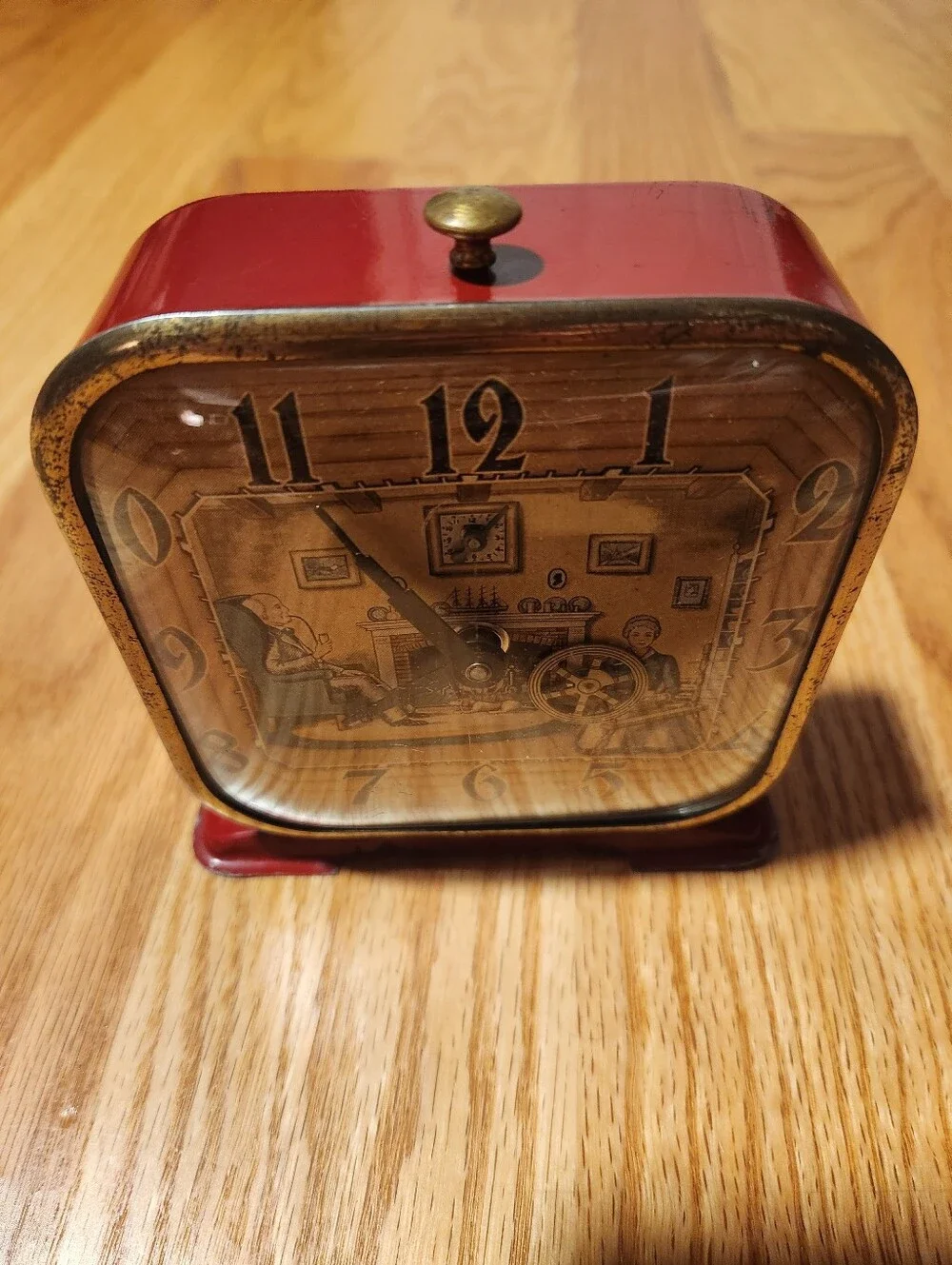 Vintage 1950s Lux Co Clock Red With Details Needs Work